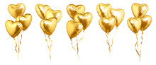 Flying Golden Heart Shaped Air Balloons.
