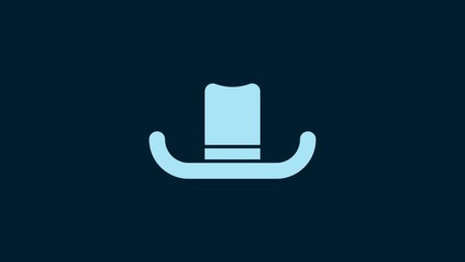 Poster - White Man hat with ribbon icon isolated on blue background. 4K Video motion graphic animation