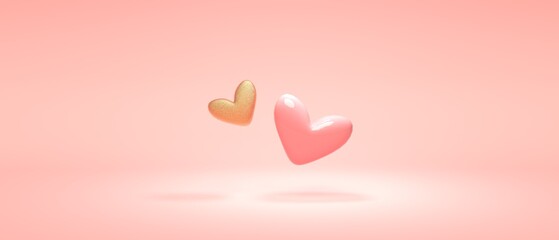 Wall Mural - Hearts - Appreciation and love theme - 3D render