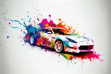 Colorfull Color Splash On A Sports Car