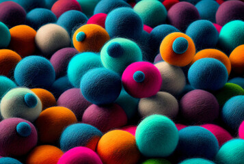 Wall Mural - Beautiful colorful abstract wool balls background, happy mood.
