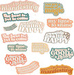 Manifest positivity retro typography for stickers or art