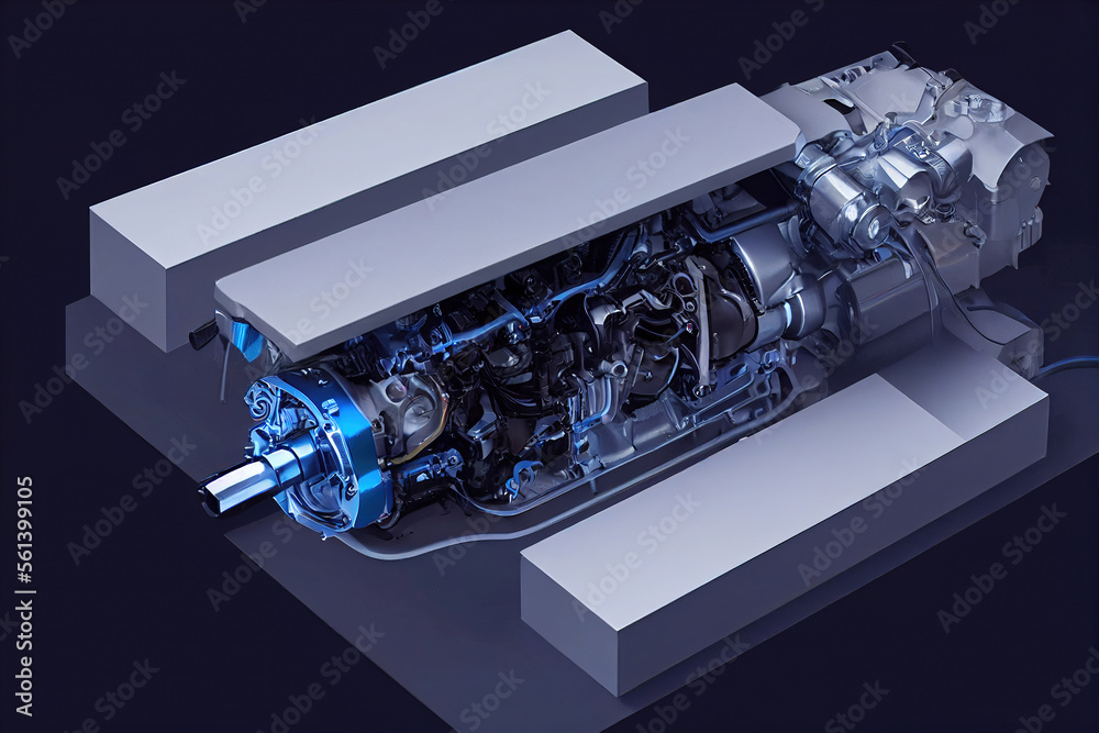 Splendid dissection or cutaway of futuristic electric engine reveal ...