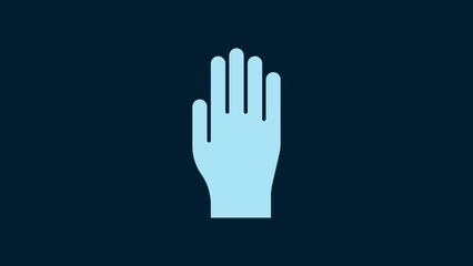 Poster - White Medical rubber gloves icon isolated on blue background. Protective rubber gloves. 4K Video motion graphic animation