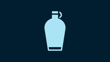 Wall Mural - White Canteen water bottle icon isolated on blue background. Tourist flask icon. Jar of water use in the campaign. 4K Video motion graphic animation