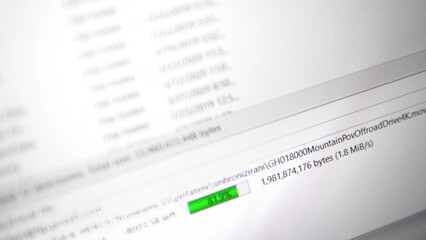 Download and Upload data to server from PC, Laptop with Speed progress bar, selective focus