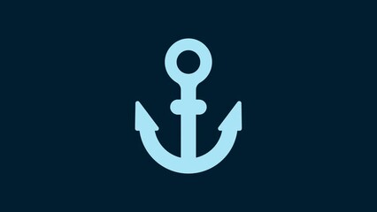 Canvas Print - White Anchor icon isolated on blue background. 4K Video motion graphic animation