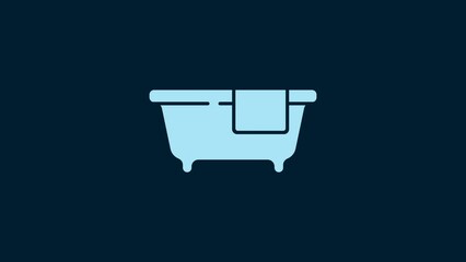 Canvas Print - White Bathtub icon isolated on blue background. 4K Video motion graphic animation