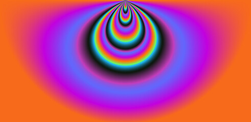 Poster - Abstract background with concentric rainbow circles.