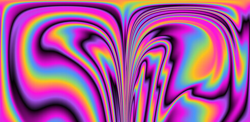 Aufkleber - Abstract trippy background with marbled ebru texture and multicolored streaks. 