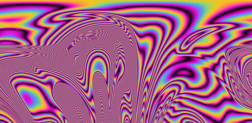 Aufkleber - Texture of a glitched TV screen with wavy and distorted moire pattern in acid colors.
