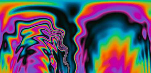 Poster - Abstract trippy background with marbled ebru texture and multicolored streaks. 