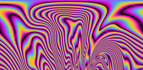 Aufkleber - Texture of a glitched TV screen with wavy and distorted moire pattern in acid colors.