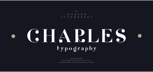 Wall Mural - Elegant alphabet letters font and number. Classic Lettering Minimal Fashion Designs. Typography modern serif fonts decorative vintage design concept. vector illustration