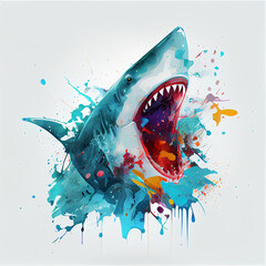 Canvas Print - Abstract shark with mouth open