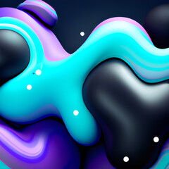 Wall Mural - Abstract and fluid blend of large pastel colored paint blobs. Fluid motion of large shapes. generative ai