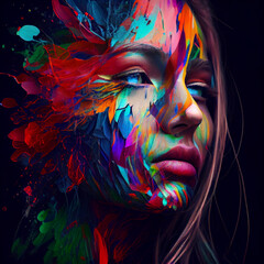 Wall Mural - Portrait of a woman with colors