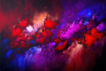 Wall Mural - impressionistic purple pink red blue modern oil painting and sparkling wallpaper, color transitions,