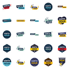 Sticker - 25 Dynamic Vector Designs in the Earth Hour Pack Perfect for Earth Day and Earth Hour Events