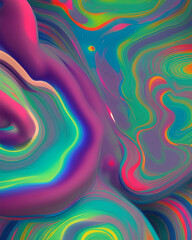 Wall Mural - Abstract and fluid blend of large pastel colored paint blobs. Fluid motion of large shapes. generative ai