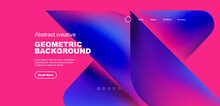Liquid Shapes With Flowing Gradient Colors. Geometric Circle Round Triangles. Vector Illustration For Wallpaper, Banner, Background, Leaflet, Catalog, Cover, Flyer