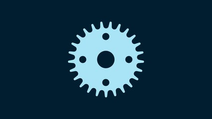 Poster - White Gear icon isolated on blue background. Cogwheel gear settings sign. Cog symbol. 4K Video motion graphic animation