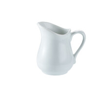 Ceramic Milk Jar Isolated On White Background. Porcelain Creamer Pitcher With Milk On White.