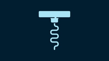 Sticker - White Wine corkscrew icon isolated on blue background. 4K Video motion graphic animation