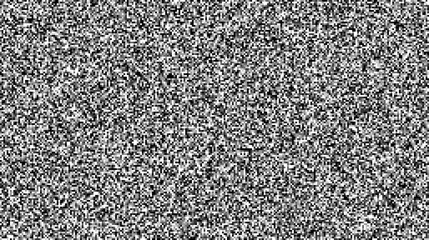 Poster - Seamless pixelated tv noise texture. White noise signal grain. Television screen interferences and glitches. Grunge background 