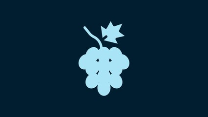 Sticker - White Grape fruit icon isolated on blue background. 4K Video motion graphic animation