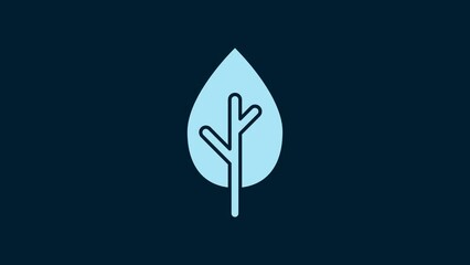 Sticker - White Tree icon isolated on blue background. Forest symbol. 4K Video motion graphic animation