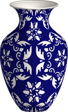 Navy Blue China Porcelain Vase Feather Polygon Spiral Cross Flower