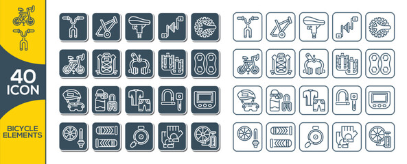 Wall Mural - BICYCLE ELEMENTS ICON SET DESIGN