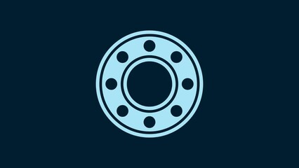 Sticker - White Bicycle ball bearing icon isolated on blue background. 4K Video motion graphic animation