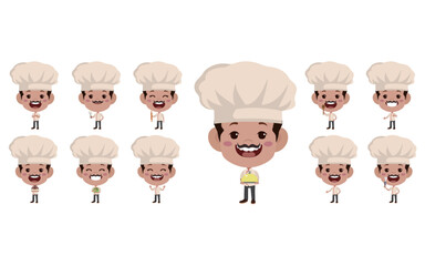 Wall Mural - Chef with different poses. vector