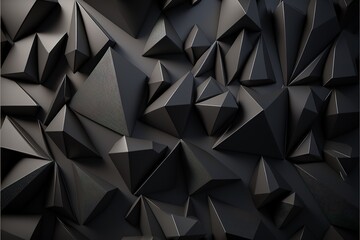 black triangular abstract background, grunge surface, 3d rendering