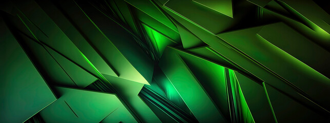 Wall Mural - Panoramic green abstract wave wallpaper, green background