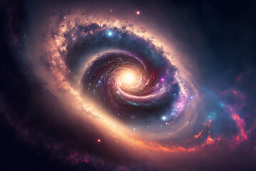 Space spiral galaxy background illustration. Generated by AI