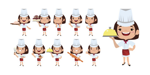 Wall Mural - Set of Chef characters in different poses