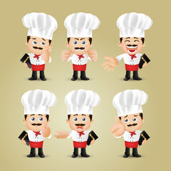 Wall Mural - Set of Chef characters in different poses