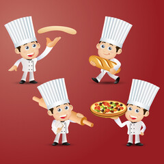 Wall Mural - Set of Chef characters in different poses