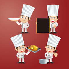 Wall Mural - Set of Chef characters in different poses