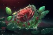 Beautiful rose flower with water splash, on wet surface, Generative Ai