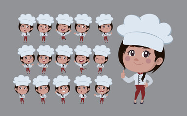 Wall Mural - Set of Chef characters in different poses