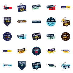 Sticker - 20 Eye-catching Follow Us Graphic Elements for Boosting Your Social Media Growth