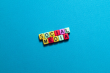 Wall Mural - Social media - word concept on cubes, text