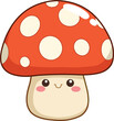 Smiling mushroom character in a kawaii style