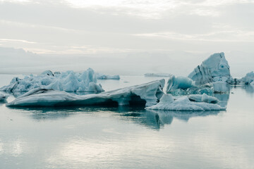 Jokulsarlon Glacier Lagoon and the Diamond Beach in Vatnajokull National Park in Iceland