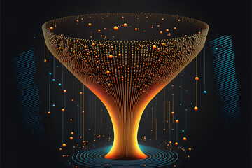 Big data vector background. Data funnel ai network. Generative AI