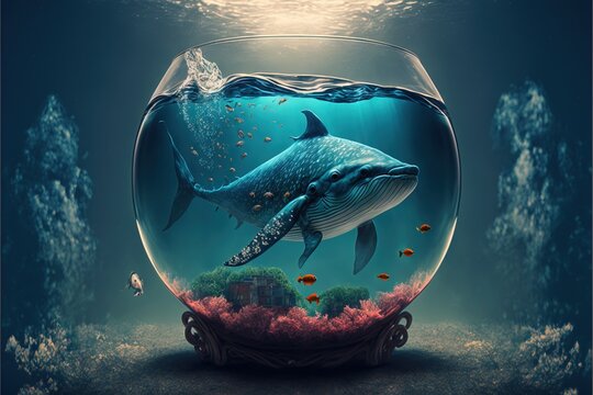 Whale shark in a fishbowl